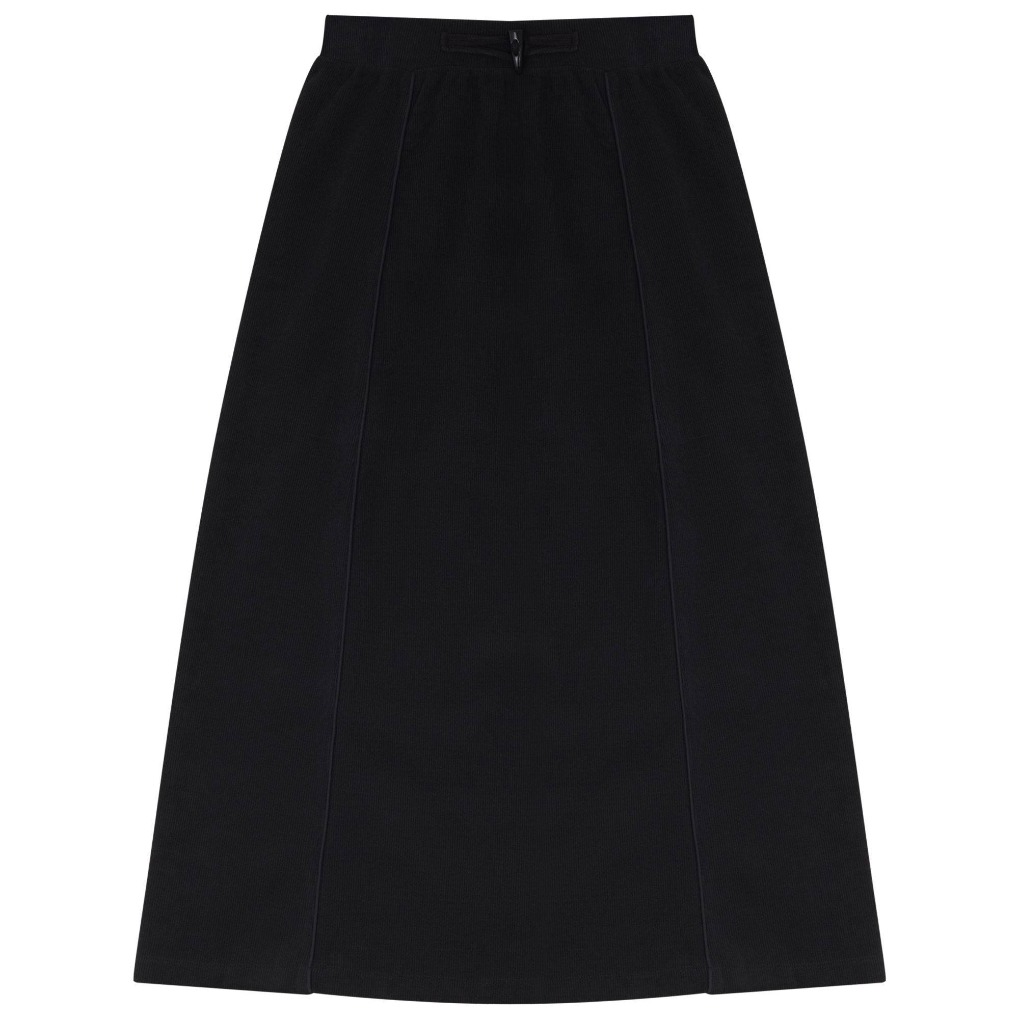 Rib Skirt With Cord Rope & Toggle At Front Waist in Black by Legend