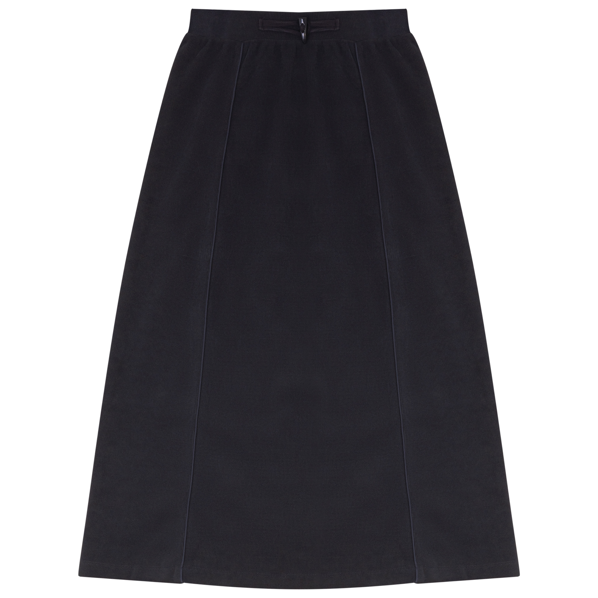 Rib Skirt With Cord Rope & Toggle At Front Waist in Navy by Legend