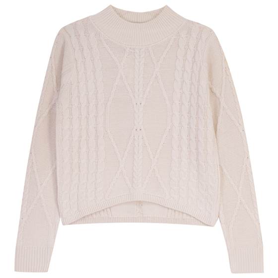 Crop Top With Cable & Rib Knit in Off White by Urban