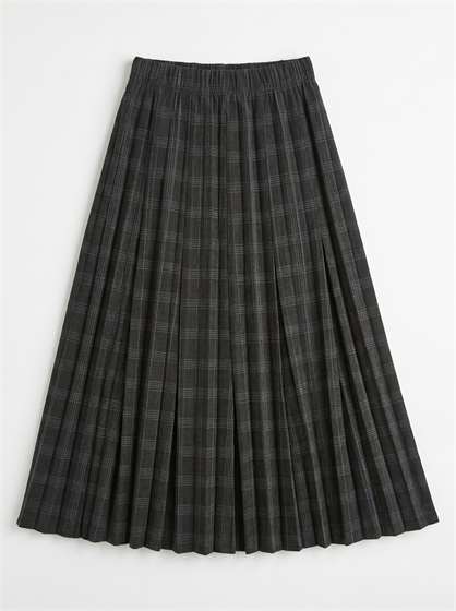 Midi Length Crinnkle Pleating Checked Skirt in by Aspect