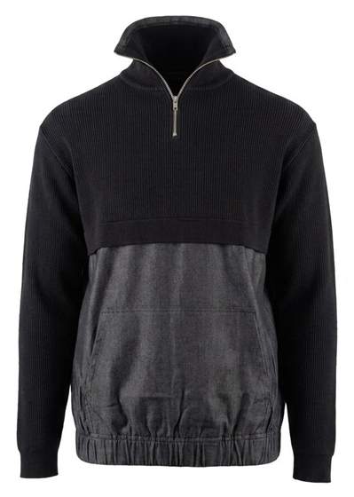 Maternity Henley Zip Denim Knit Combo Top