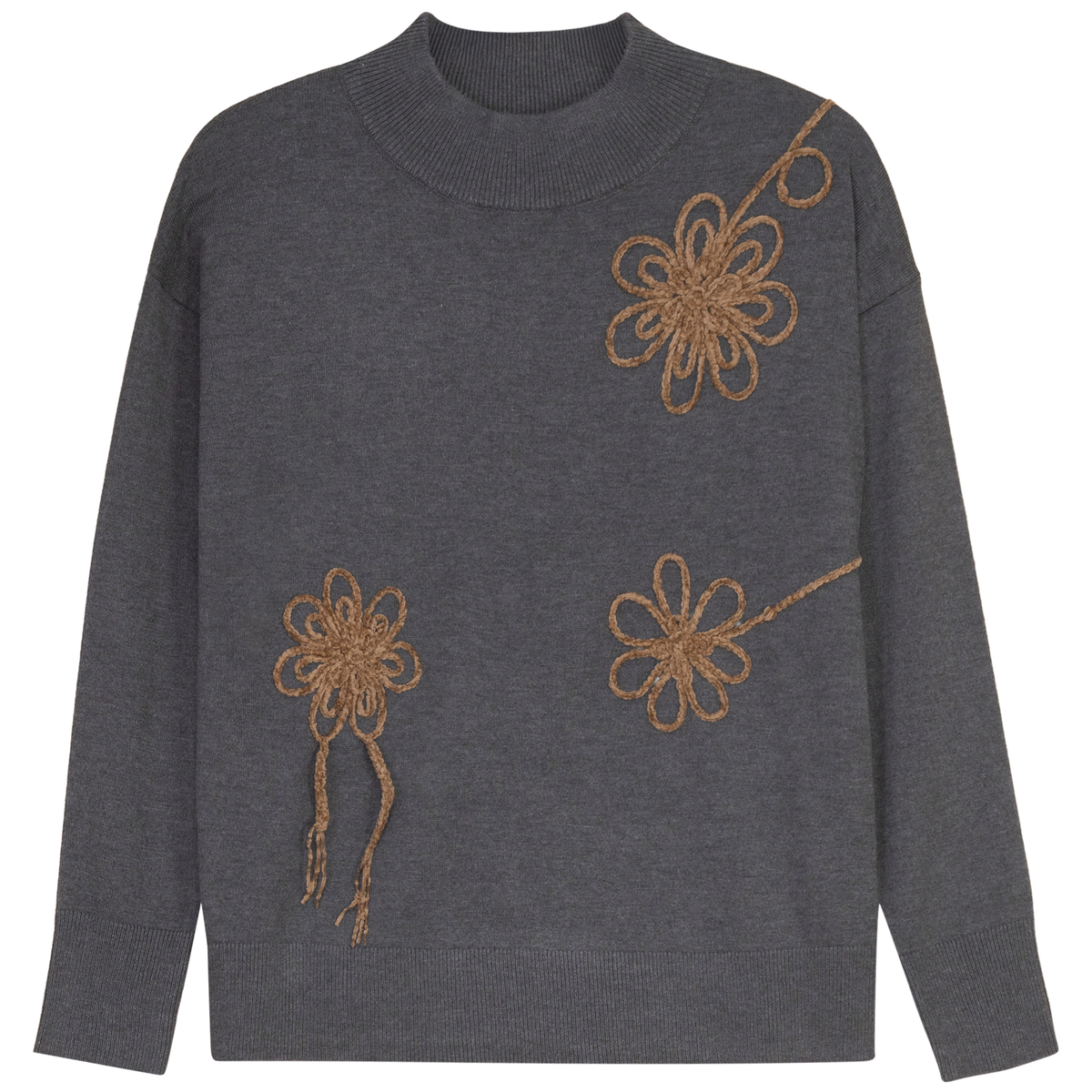 Maternity Rope Applique Sweater in Charcoal Mix by La Enceinte