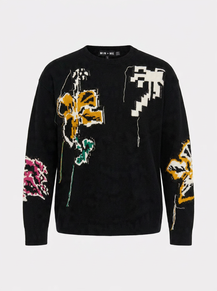 Cropped Floral Fringe Sweater in by Mini + Me