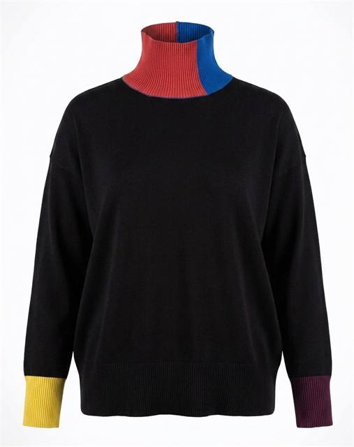 Maternity Contrast Mock Neck Sweater in by Mini + Me