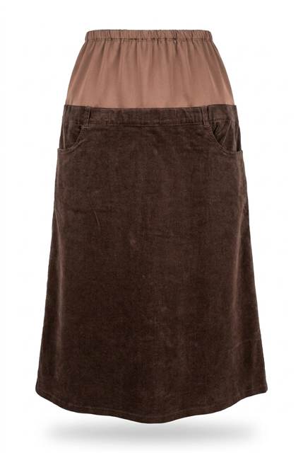Maternity Maxi Corduroy Pull On Skirt in Cocoa by Mini + Me