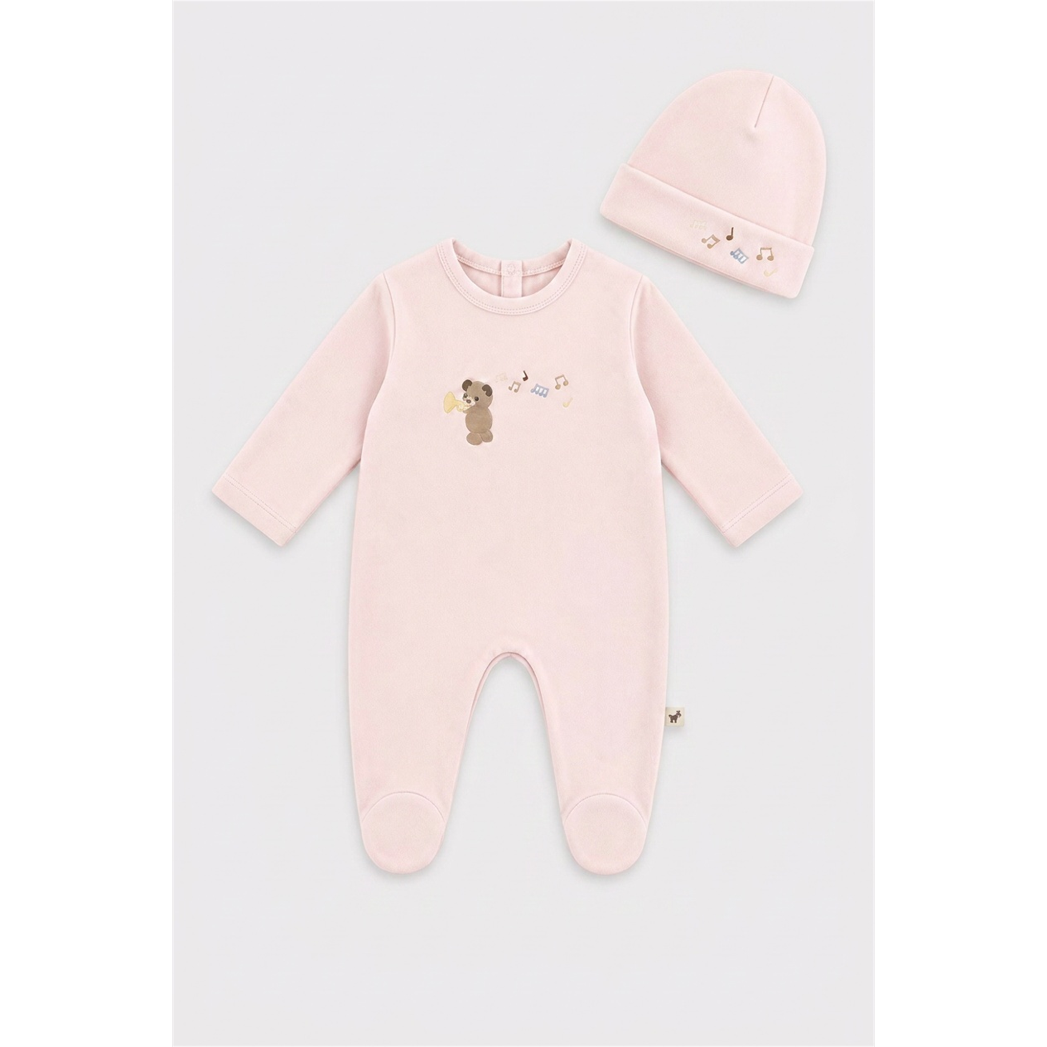 Bear Embroidery Footie in Primrose by Bebe Bella