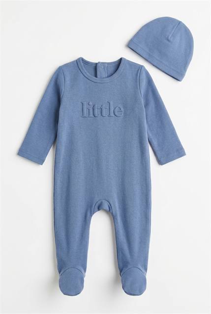 Little Puff Print Footie in True Blue by Lux Baby