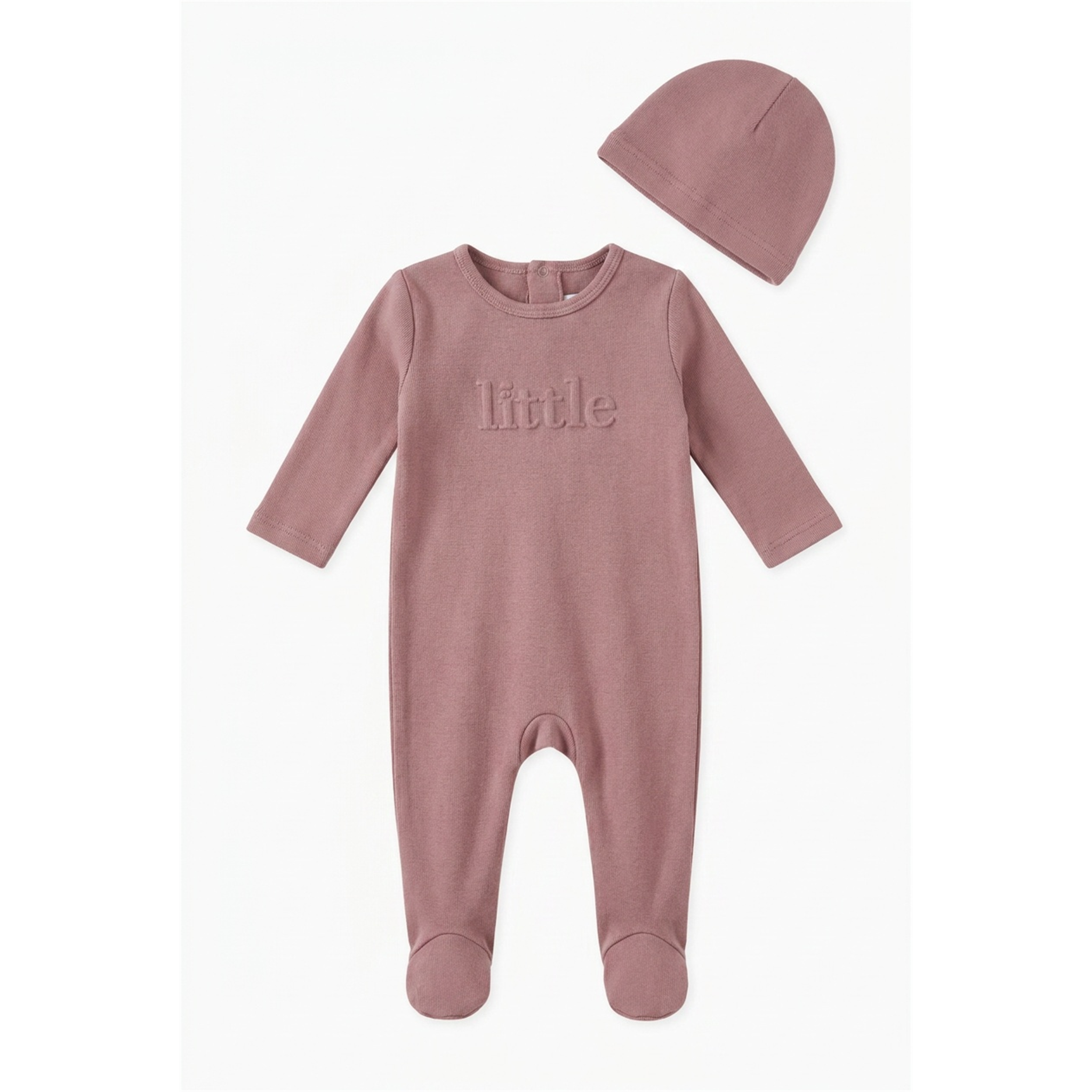 Little Puff Print Footie in Rose by Lux Baby