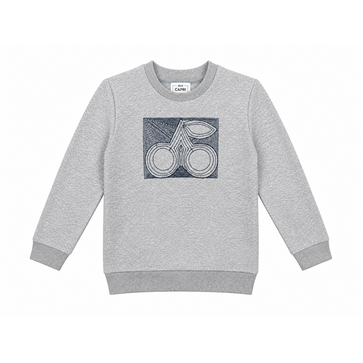 Cherry Embroidery Sweatshirt in Light Grey Mix by Jolie Capri