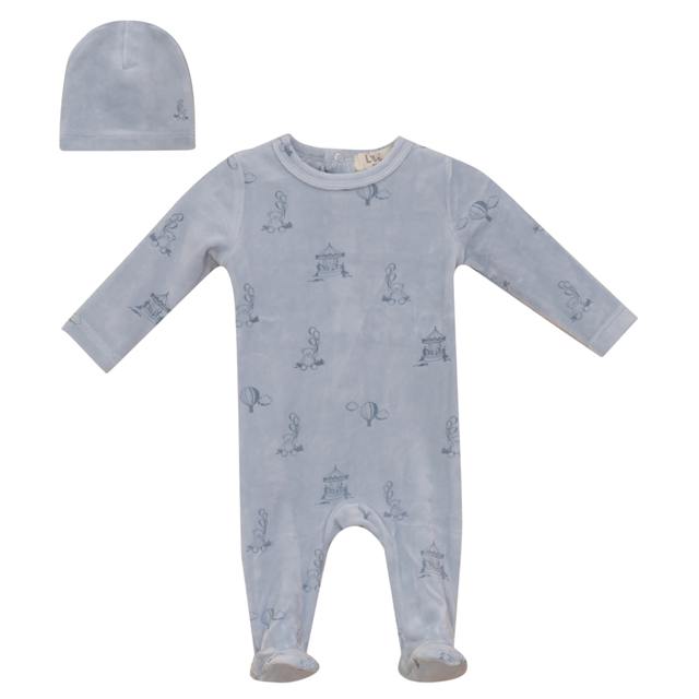 All Over Print Footie in Cloud Blue by Lux Baby