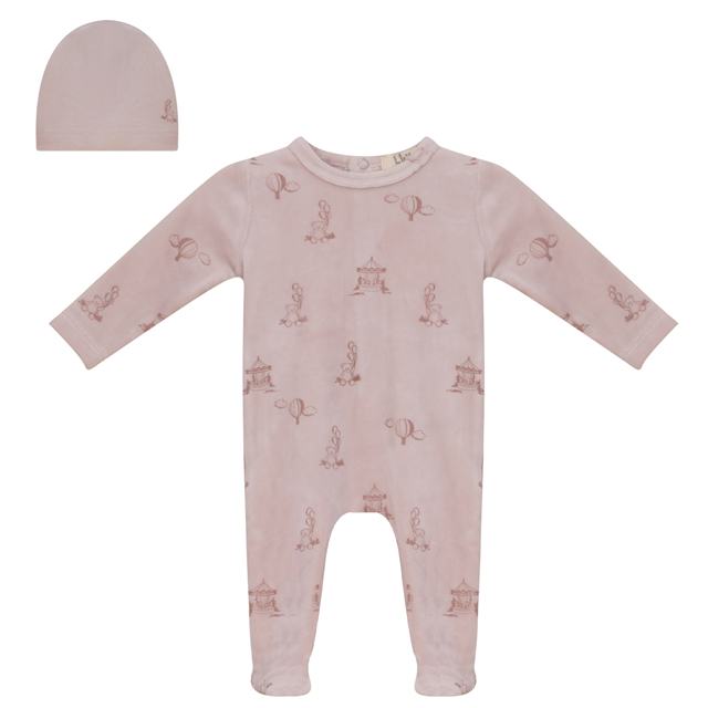 All Over Print Footie in Pink Sorbet by Lux Baby