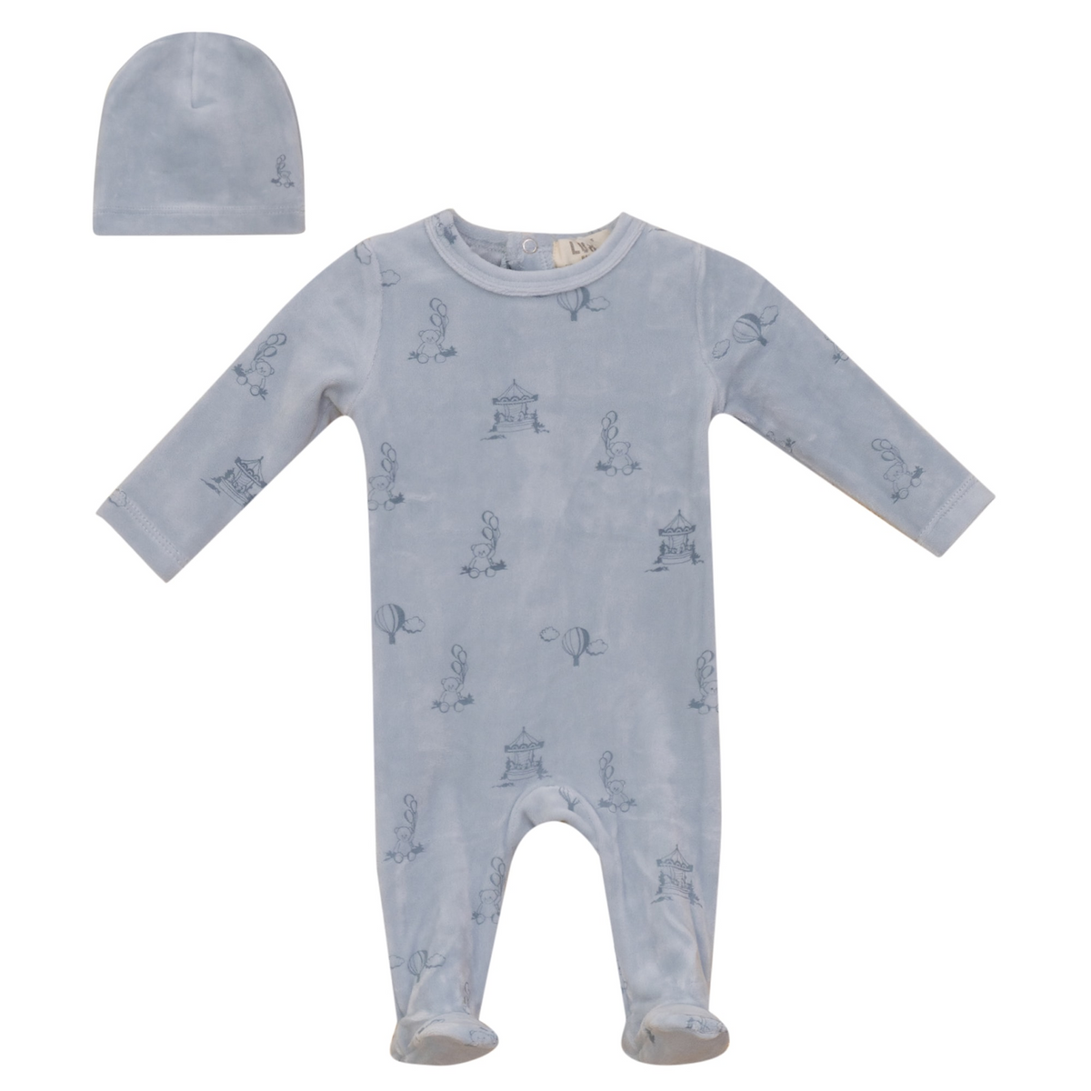 All Over Print Footie in Cloud Blue by Lux Baby