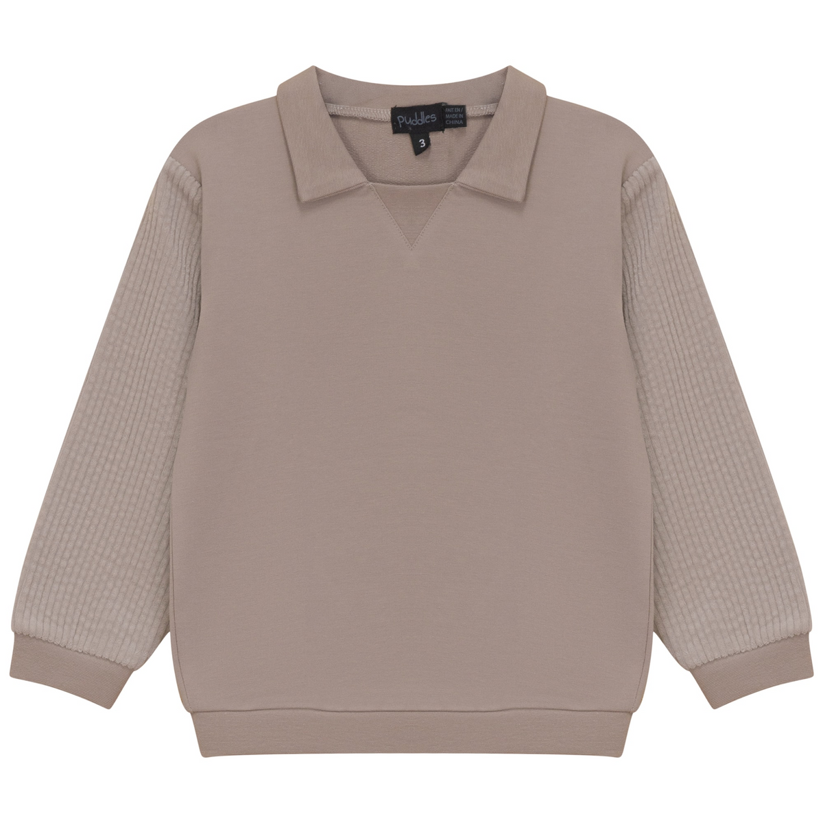 French Fleece Spandex And Corduroy Sweatshirt in Beige by Puddles