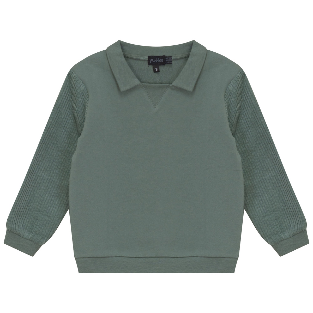 French Fleece Spandex And Corduroy Sweatshirt in Green by Puddles