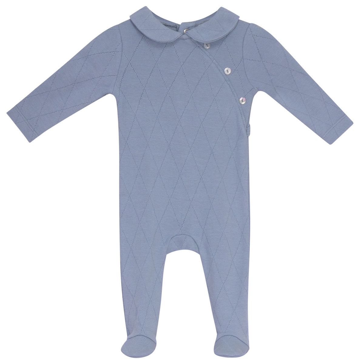 Pointelle Diamond Footie in Dodge Blue by Whipped Cocoa