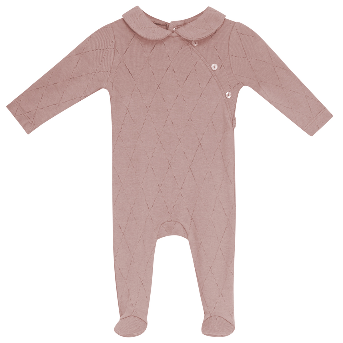 Pointelle Diamond Footie in Maple Sugar by Whipped Cocoa