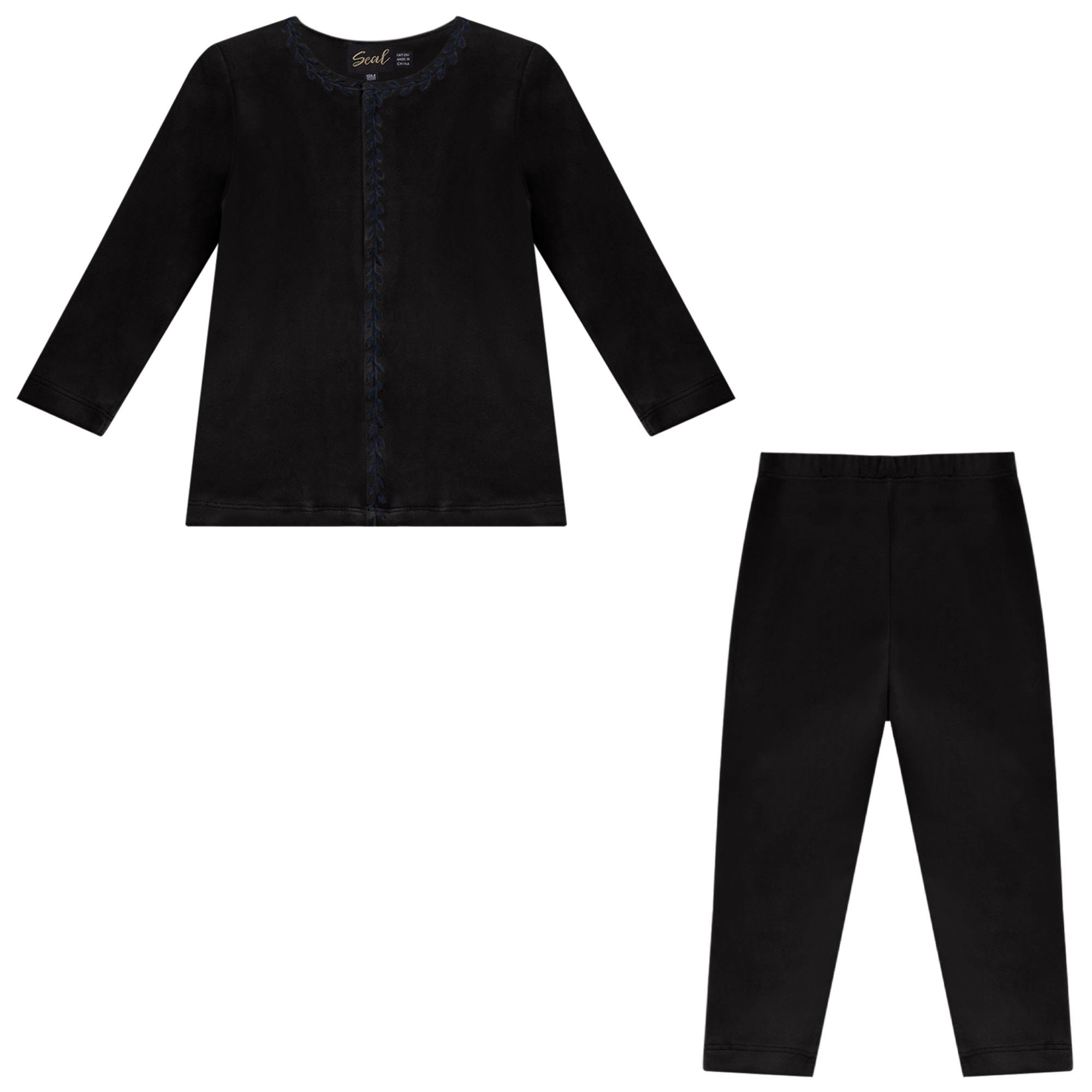 Pyjama With Leaves Stitch in Black by Seal