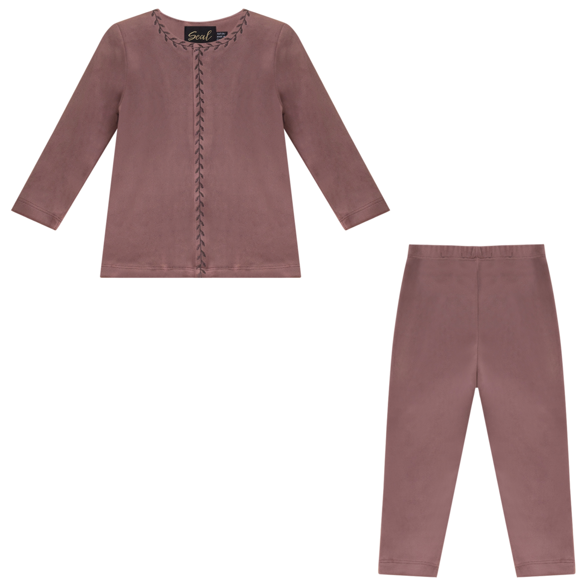 Pyjama With Leaves Stitch in Twilight Mauve by Seal