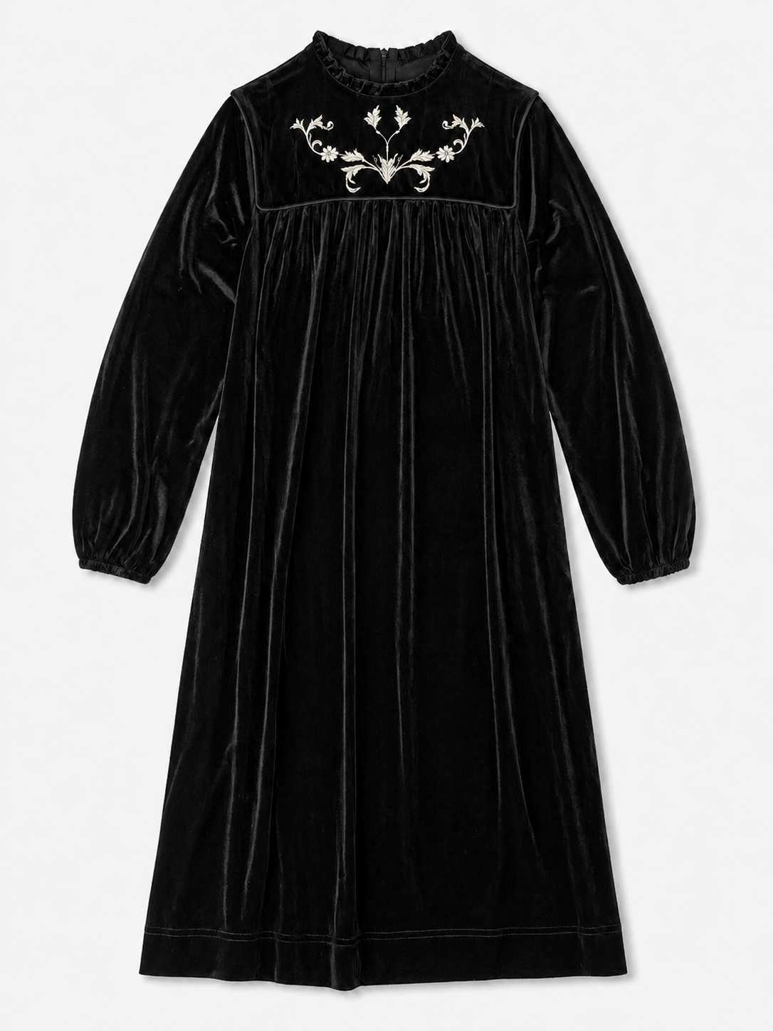 Velour Dress With Embroidery