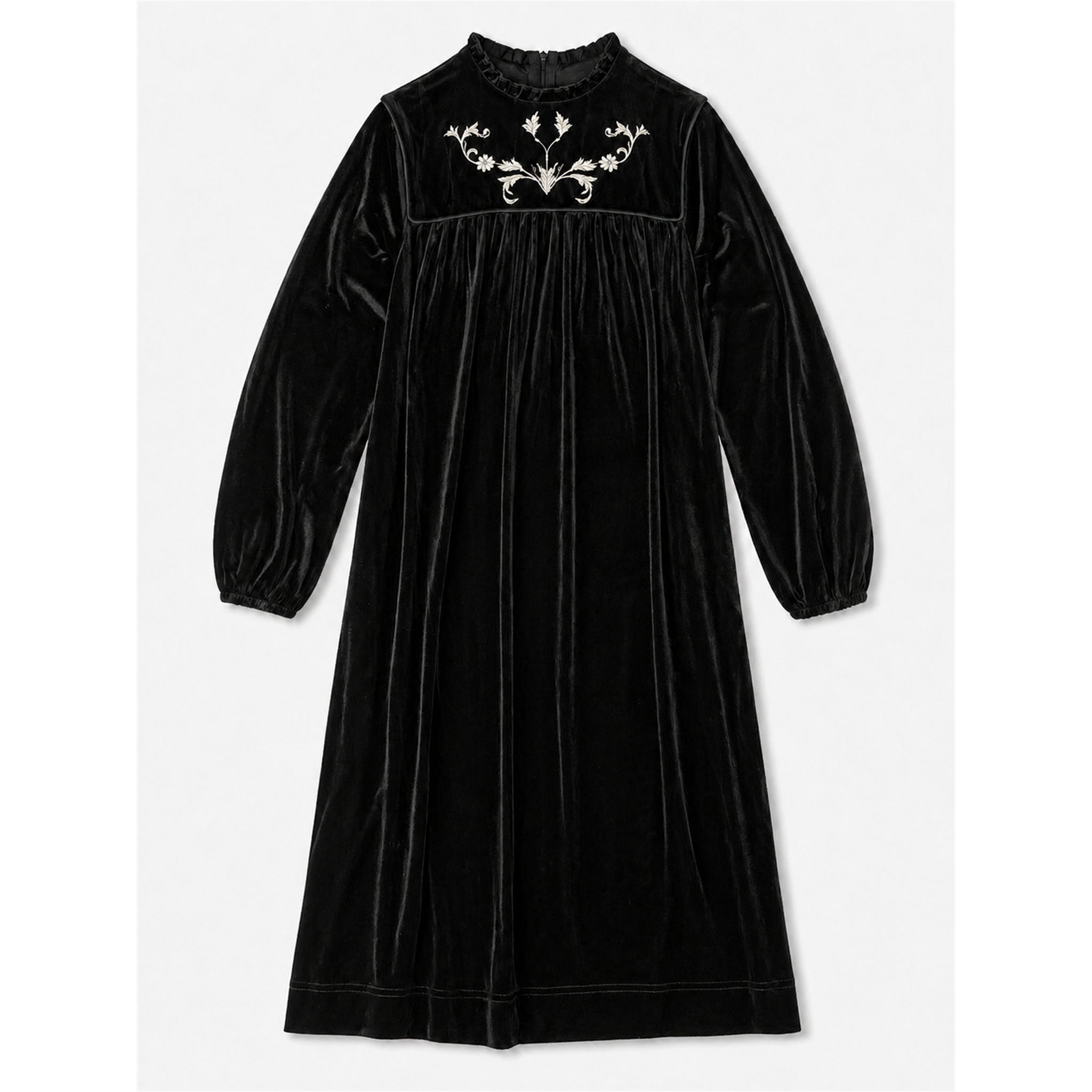 Velour Dress With Embroidery in Black by Seal