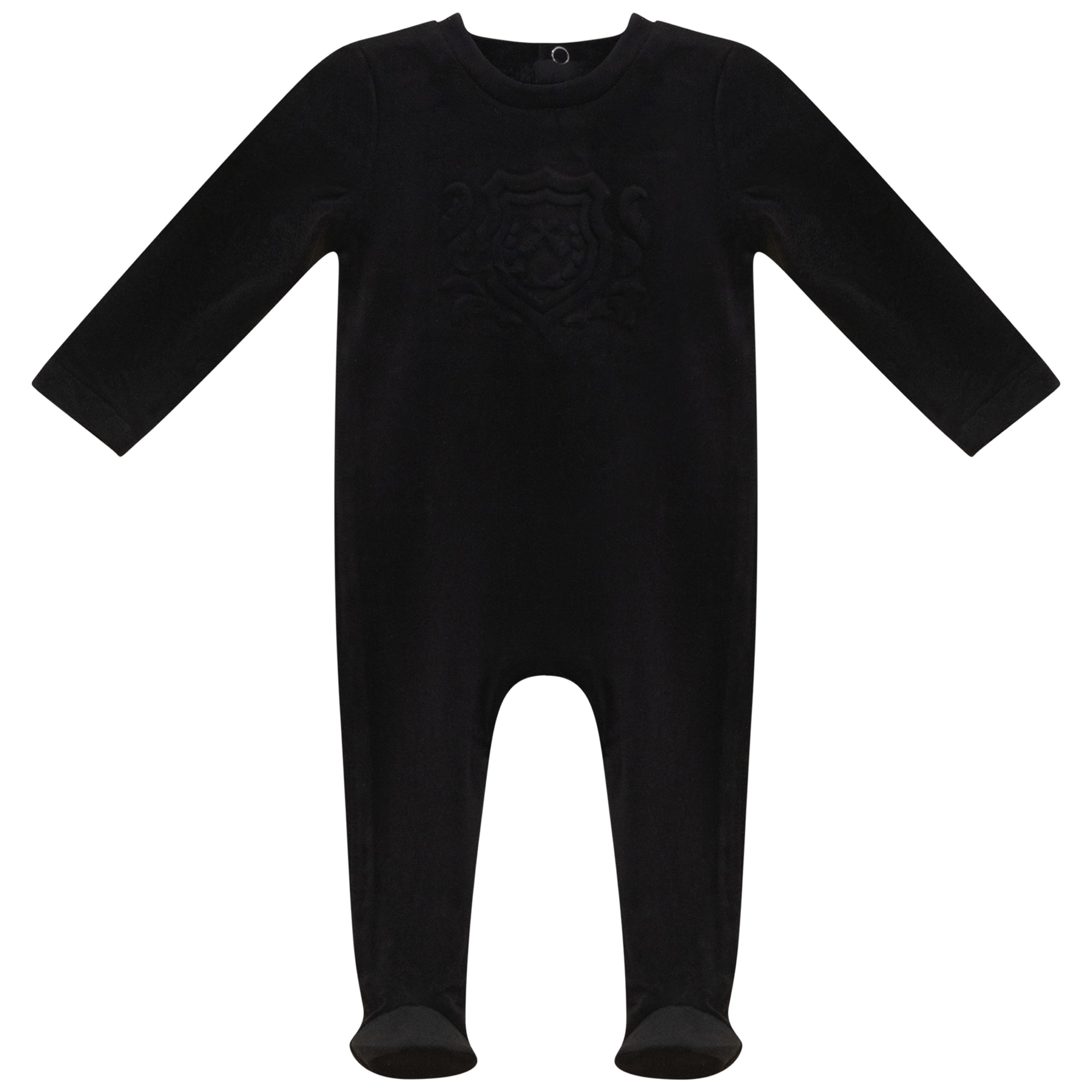 Velour Embroidery Footie in Black by Whipped Cocoa