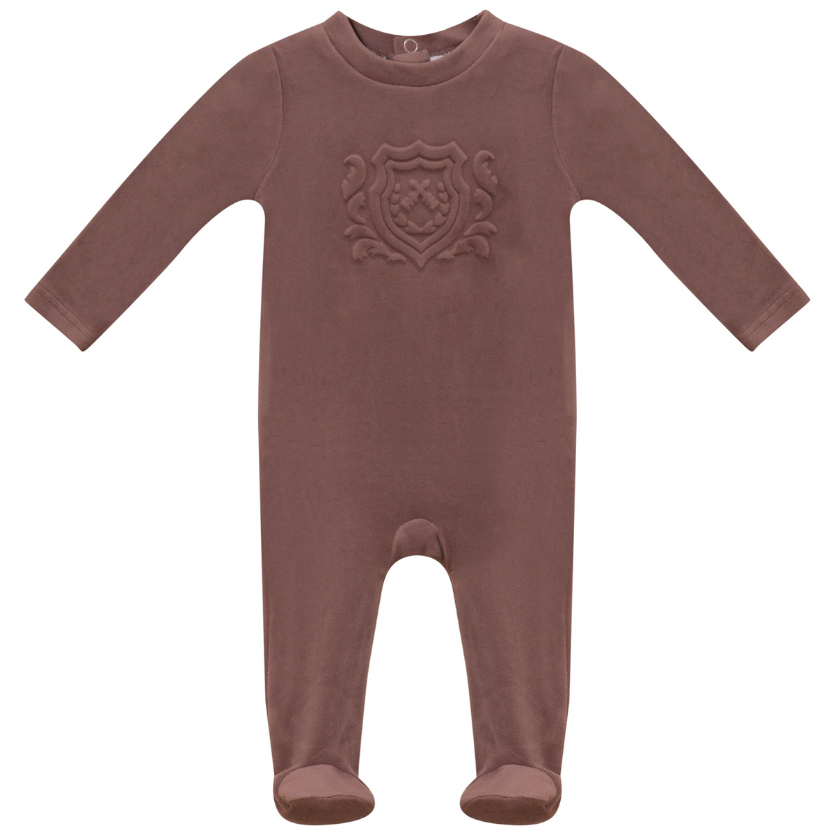 Velour Embroidery Footie in Twilight Mauve by Whipped Cocoa