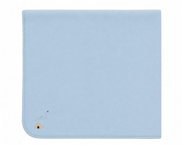 Honeybee, Flower & Rolling Horse Cotton Spandex Blanket in Blue One Size by Bebe Bella