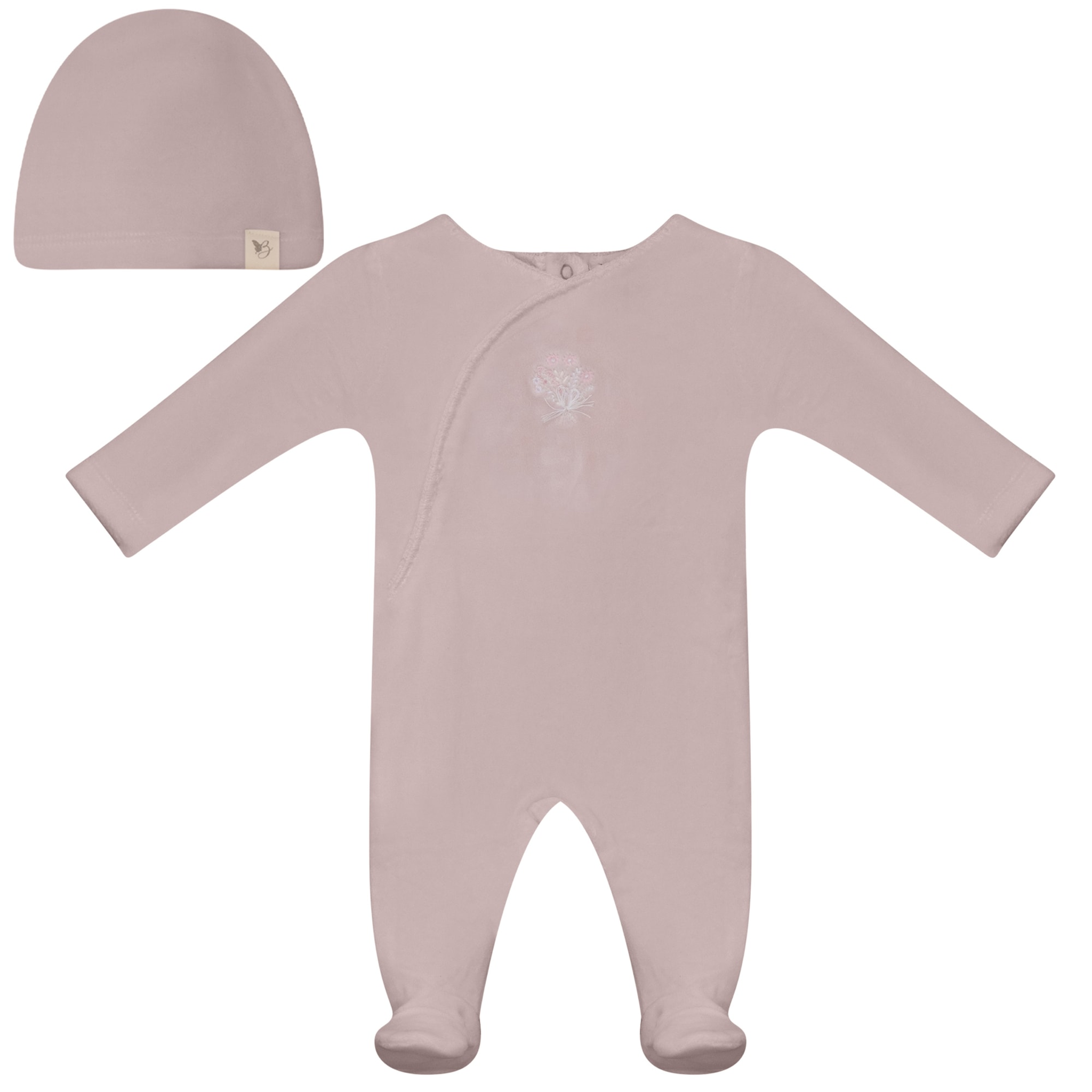 Honeybee, Flower & Rolling Horse Velour Footie in Primrose by Bebe Bella