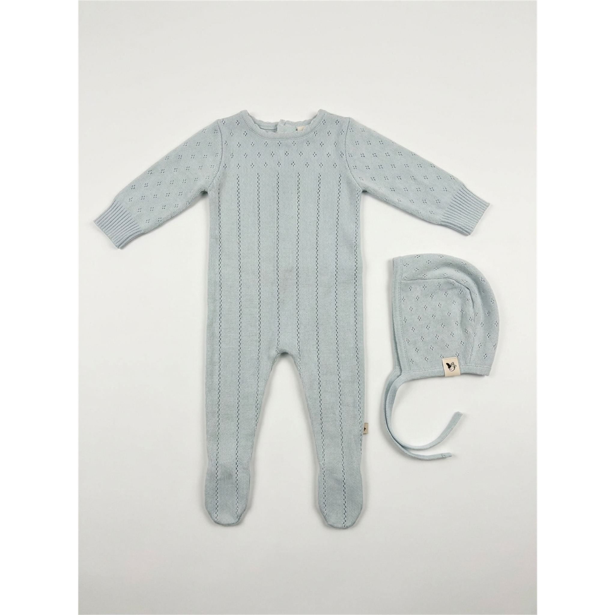 Knit Pointel Footie in Cloud Blue by Bebe Bella