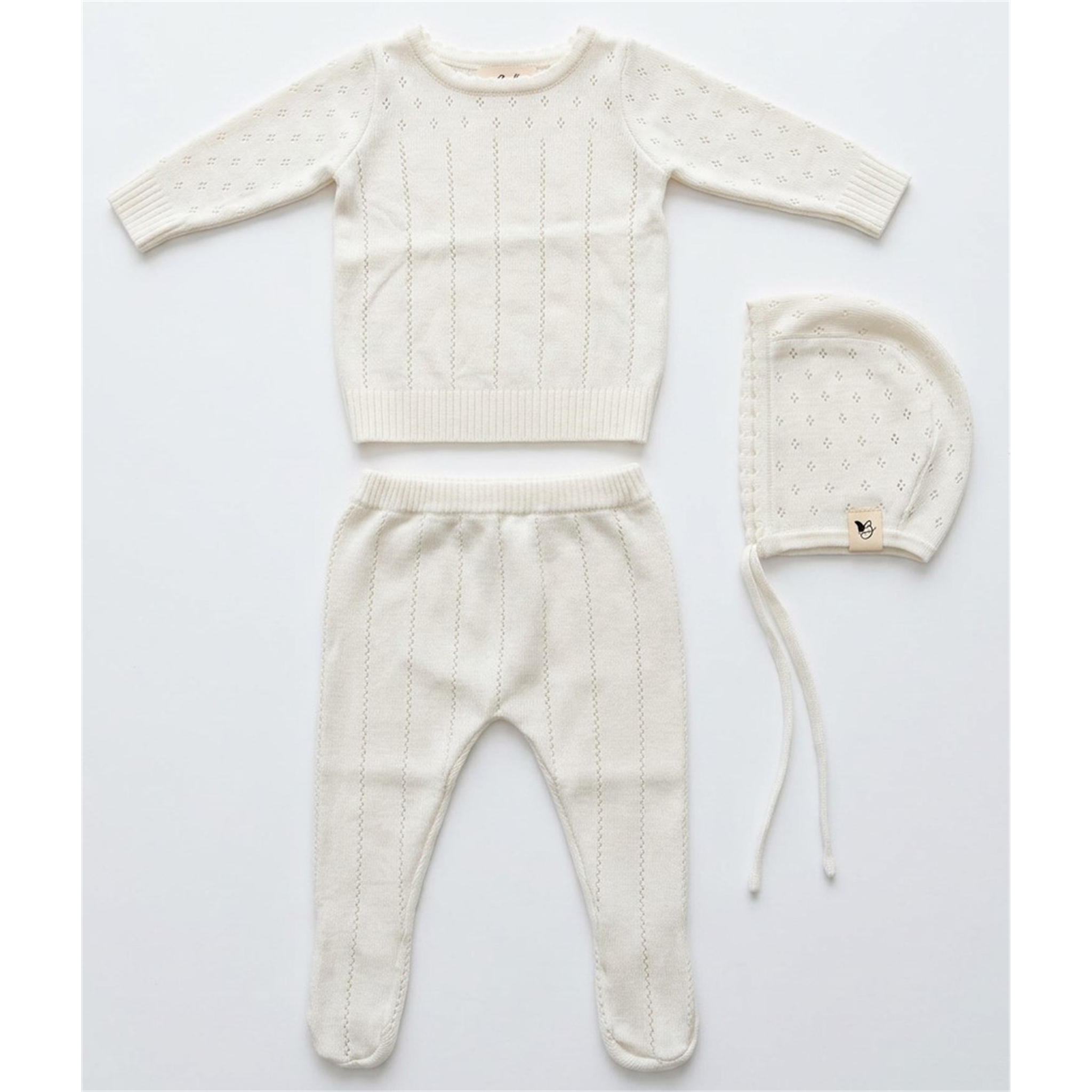 Knit Pointel Set in White by Bebe Bella