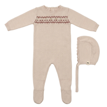 Cherry Embroidered  Knit Footie