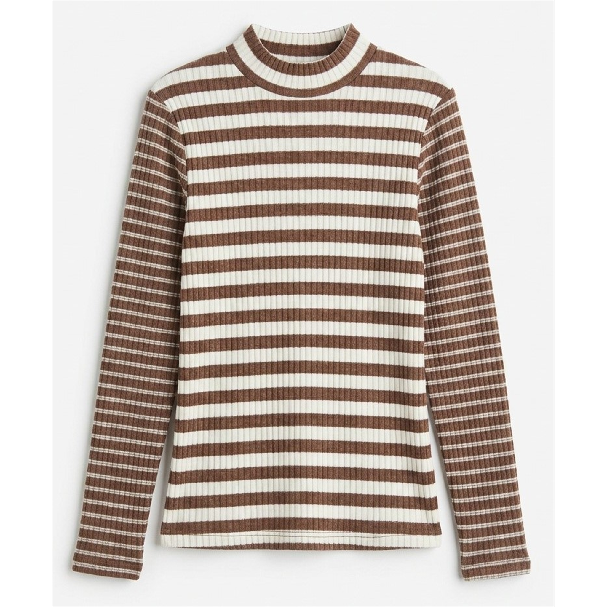 Rib Stripe Mock Neck in Cafe by Jolie Capri