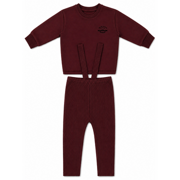 French Fleece And Rib Overall Set