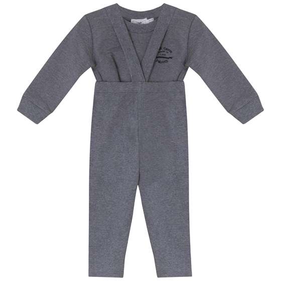 French Fleece And Rib Overall Set in Grey Mix by Jolie Capri