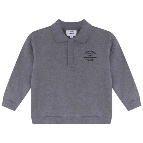 French Fleece Spandex Polo Sweatshirt in Grey Mix by Jolie Capri