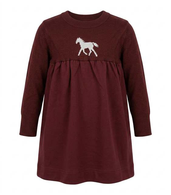 Horse Jacquard Knit & Fleece Dress