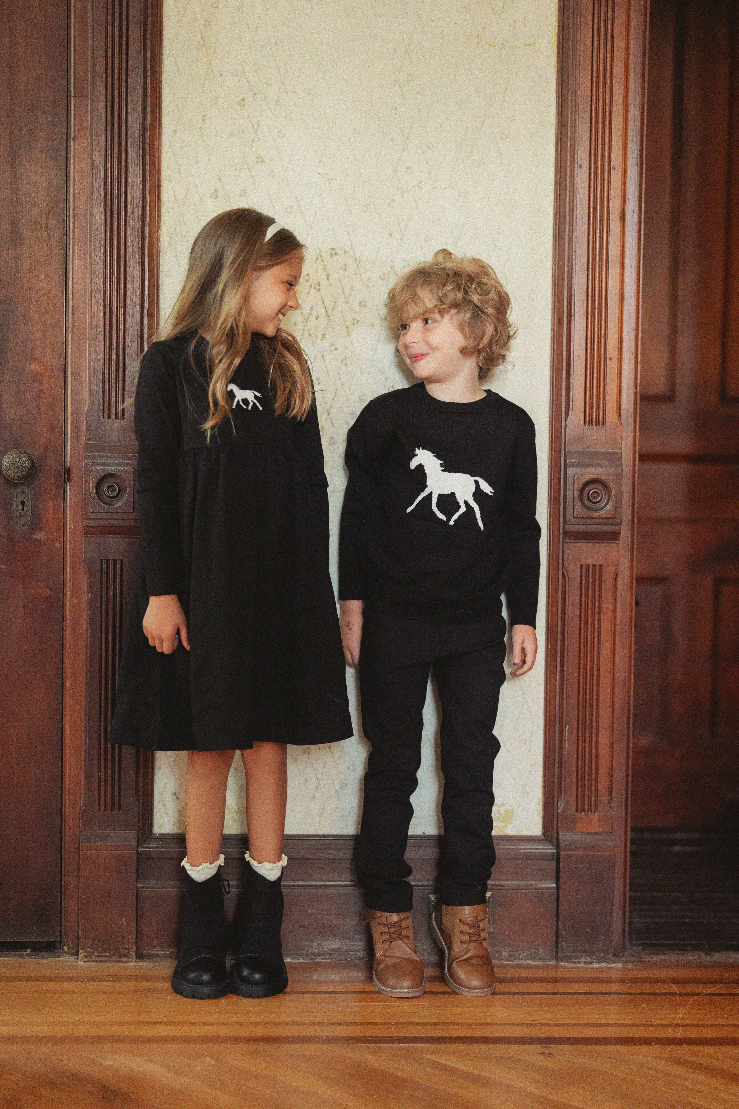 Horse Jacquard Knit & Fleece Dress