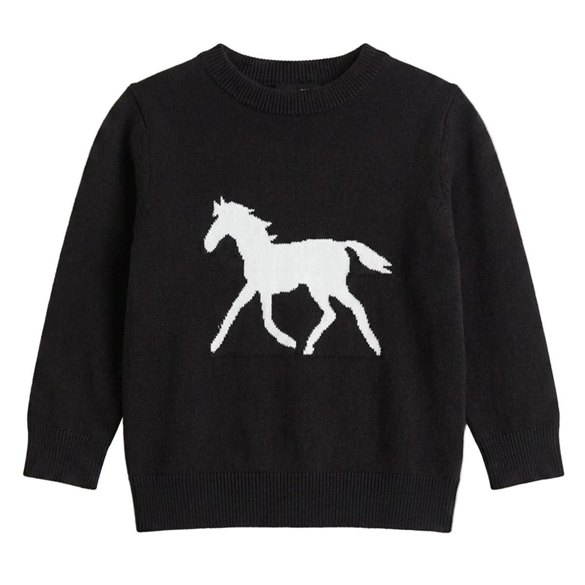 Horse Jacquard Knit & Fleece in Black by Puddles