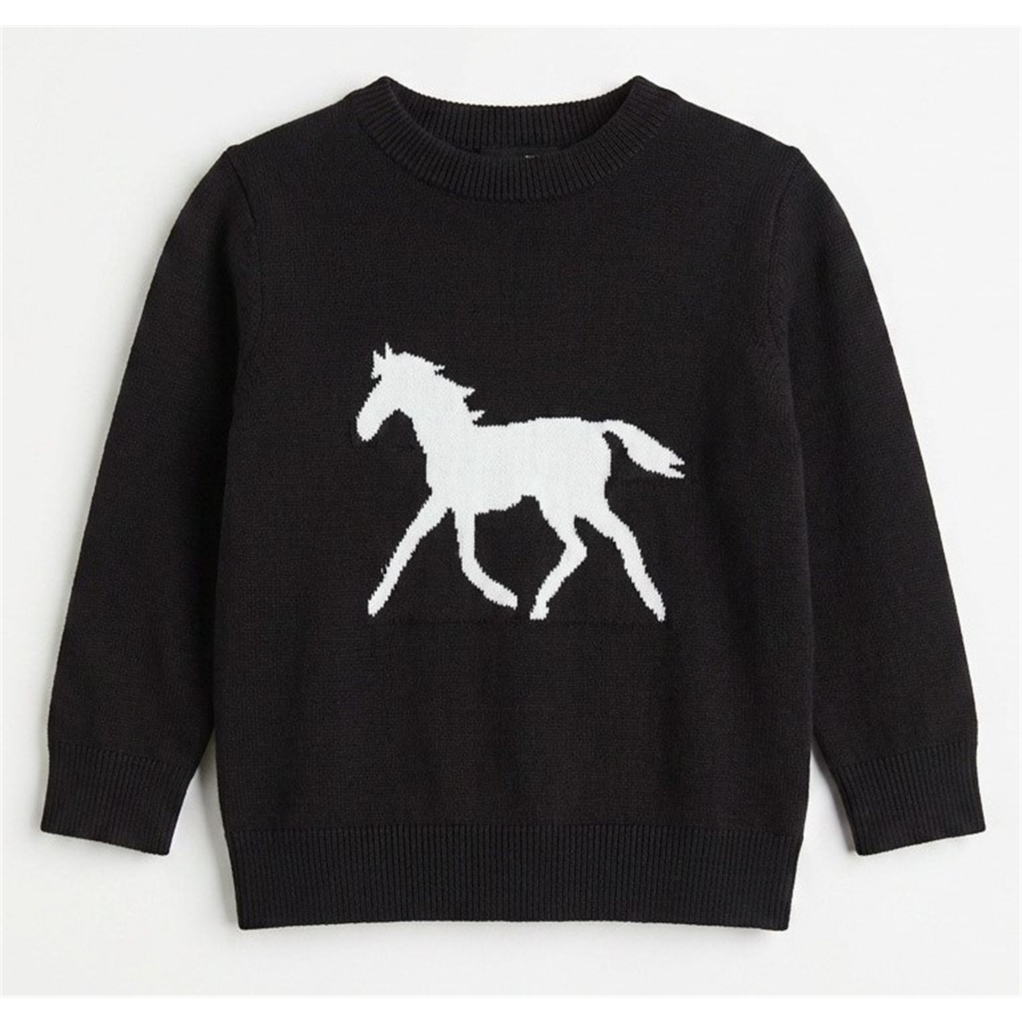 Horse Jacquard Knit & Fleece in Black by Puddles