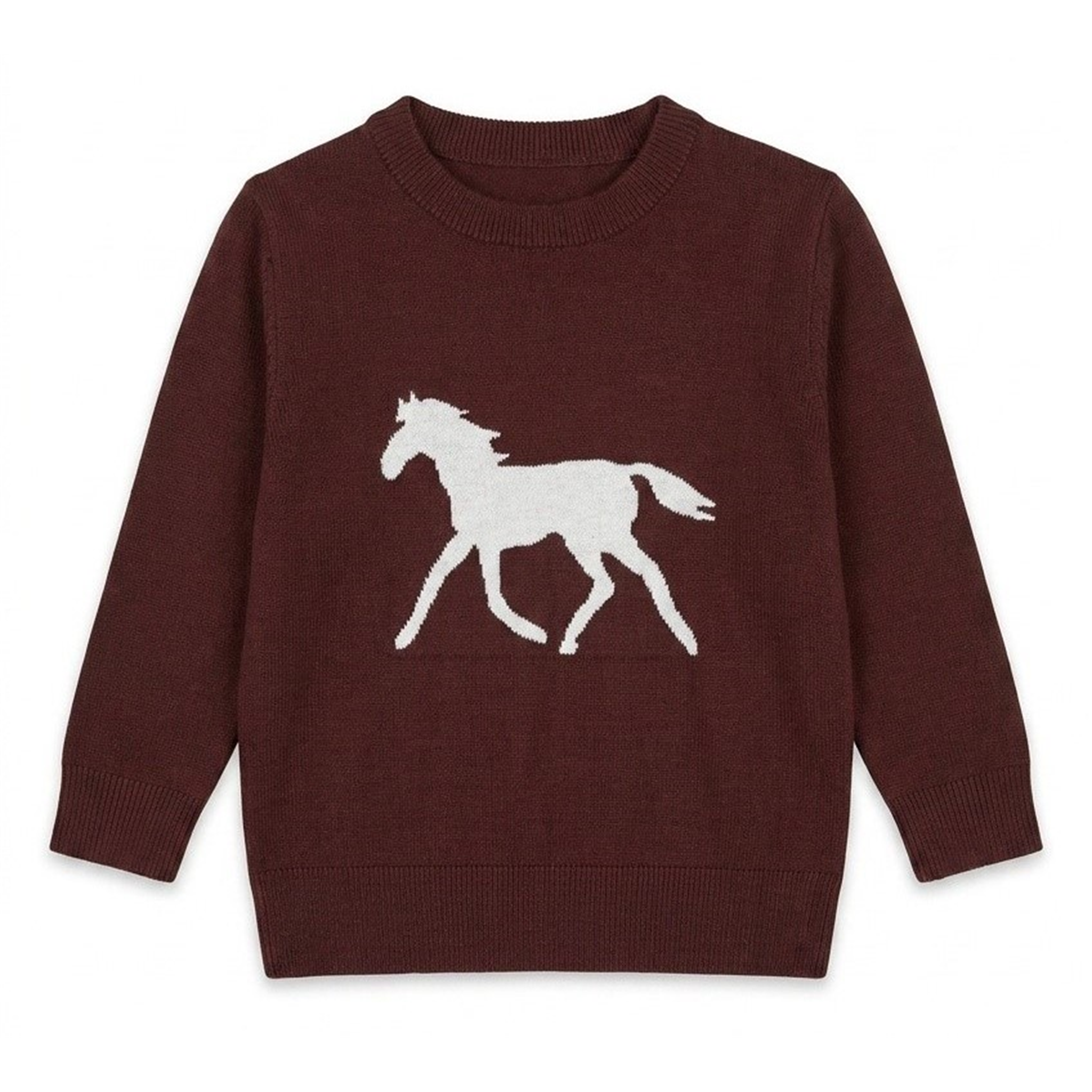 Horse Jacquard Knit & Fleece in Burgundy by Puddles