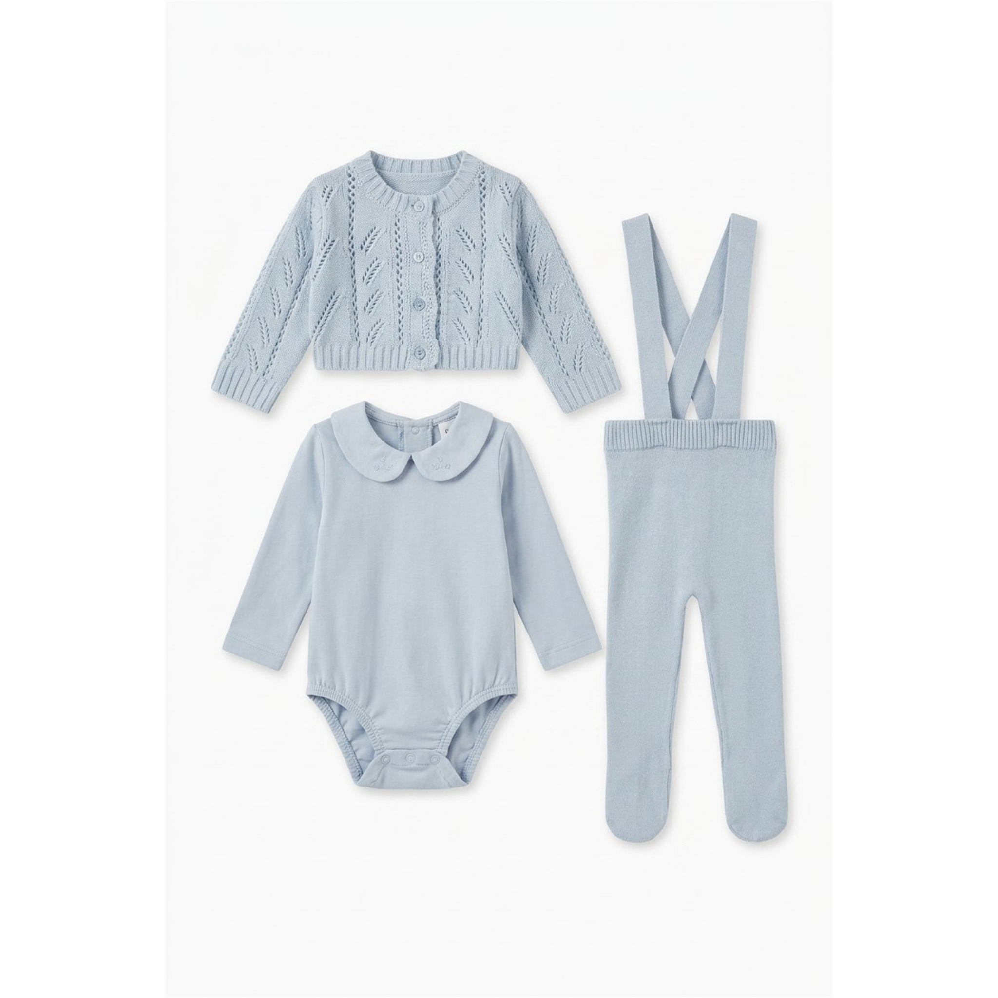 Pointel Knit Set in Baby Blue by Bebe Bella