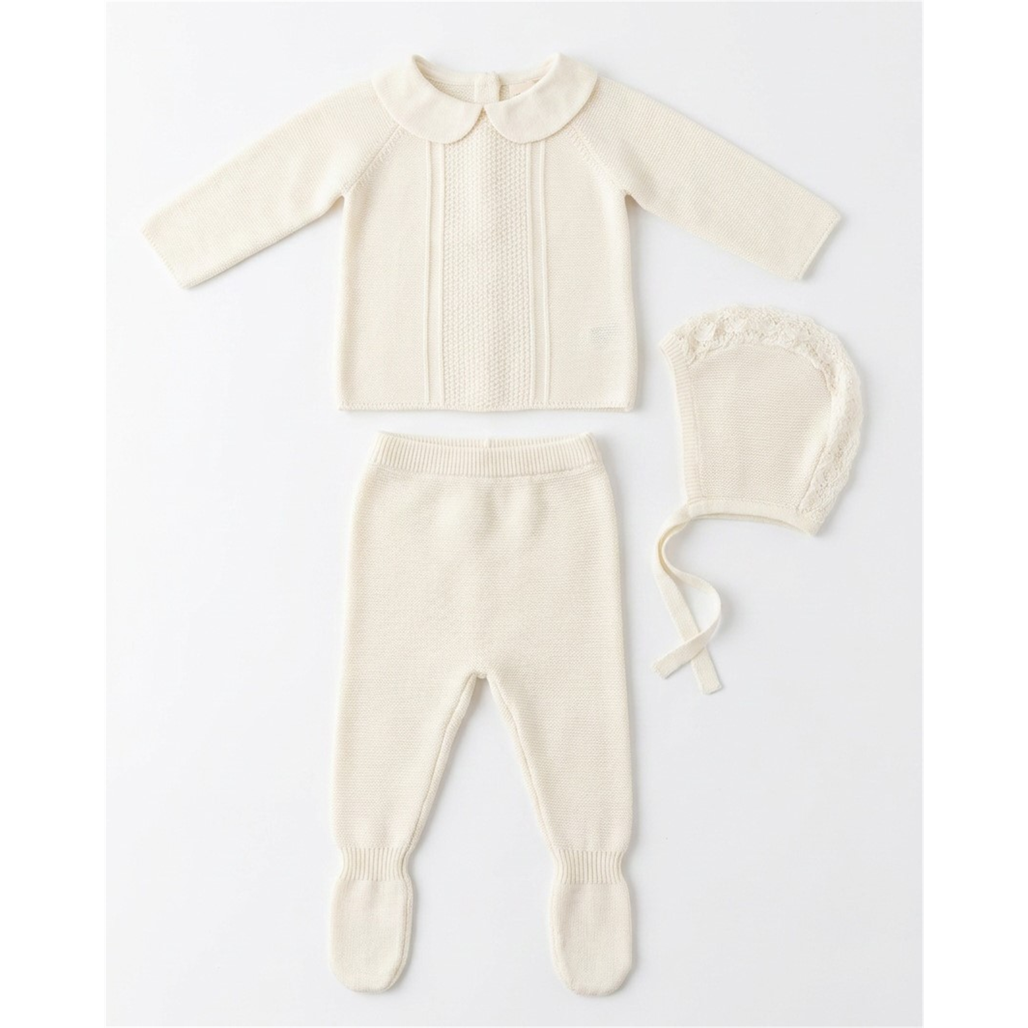 Center Braided Knit Set in White by Bebe Bella