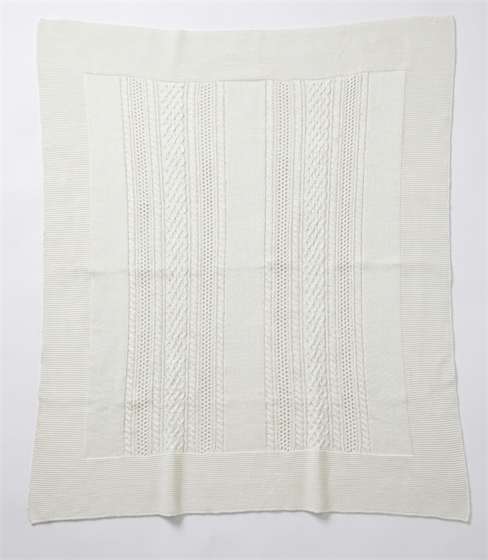 Center Braided Knit Blanket in White One Size by Bebe Bella