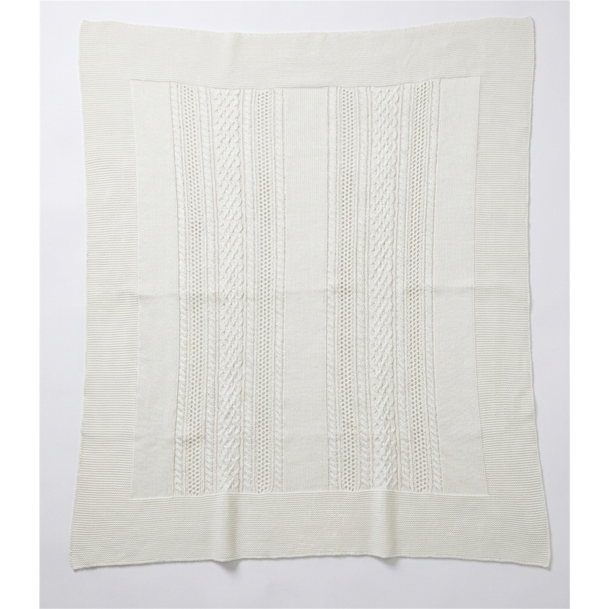 Center Braided Knit Blanket in White One Size by Bebe Bella