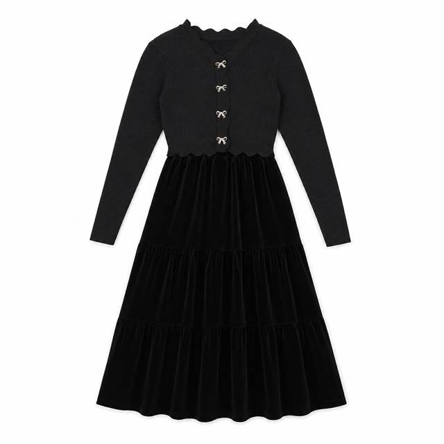Metal Bow Button Cardigan & Slinky Robe in Black by Seal
