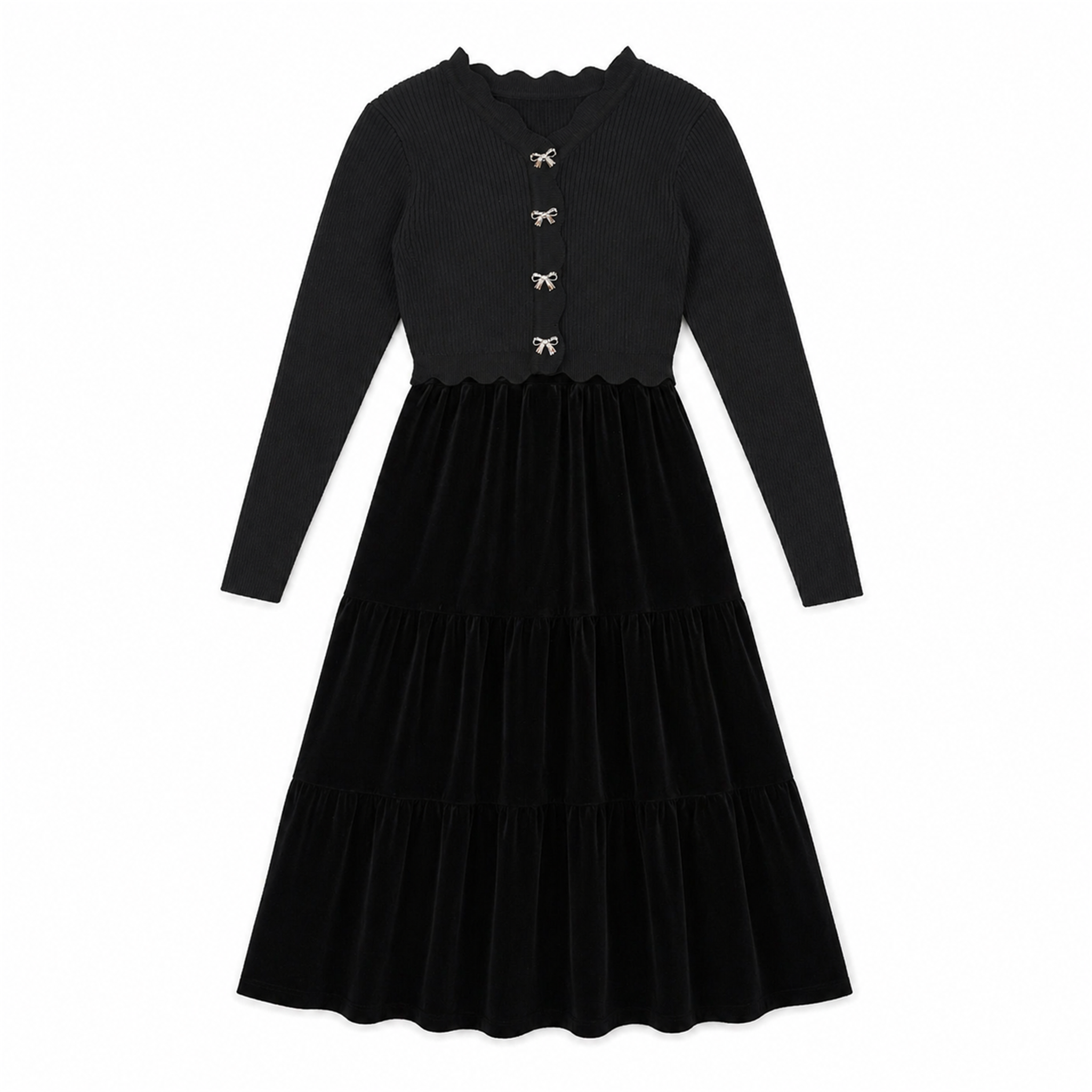 Metal Bow Button Cardigan & Slinky Robe in Black by Seal