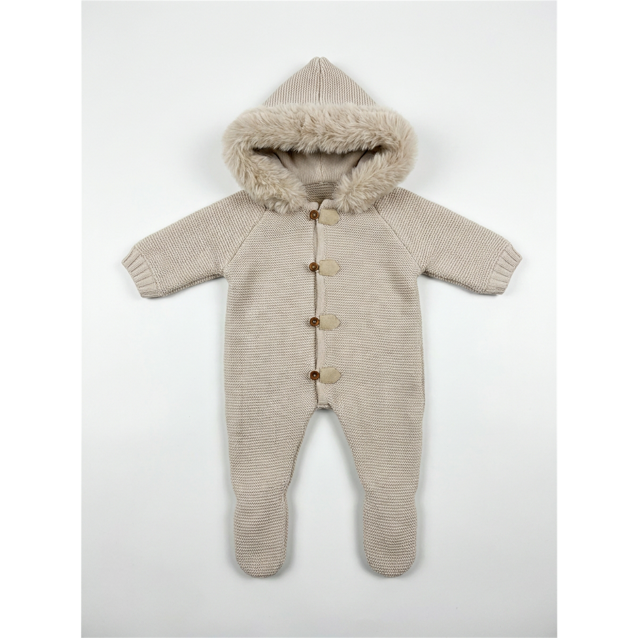 Double Sided Knit Hood Footie in Dark Almond by Bebe Bella