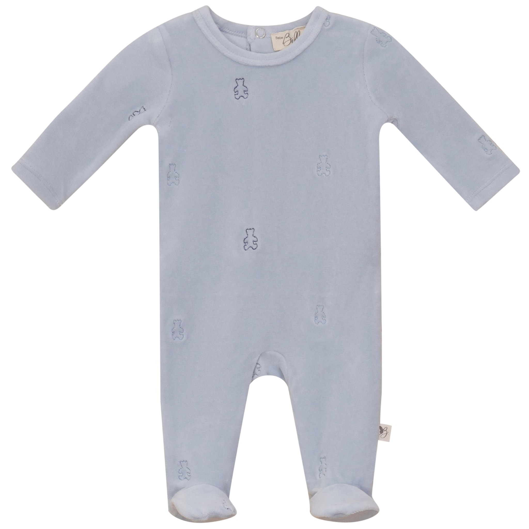 Embroidered Bear or Flower Footie in Blue by Bebe Bella