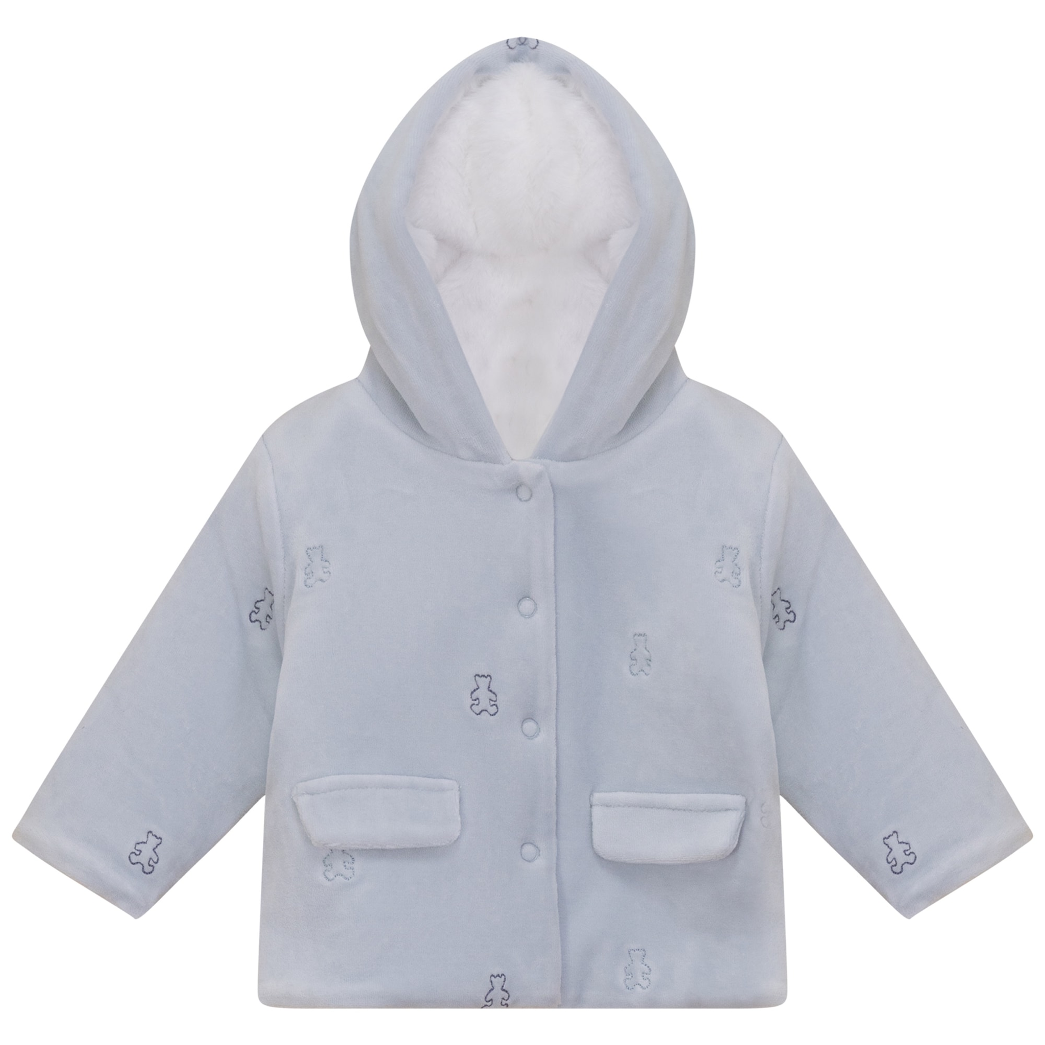 Embroidered Bear or Flower Jacket in Blue White by Bebe Bella