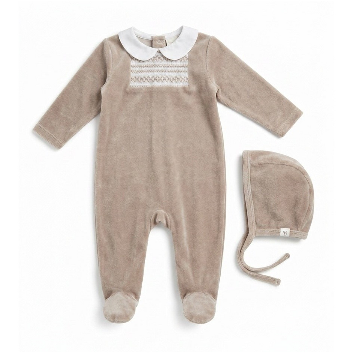 Smocked Velour Footie in by Bebe Bella